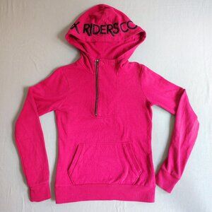 Fox Riders Co. hoodie women's size XS magenta with graphic design on the hood